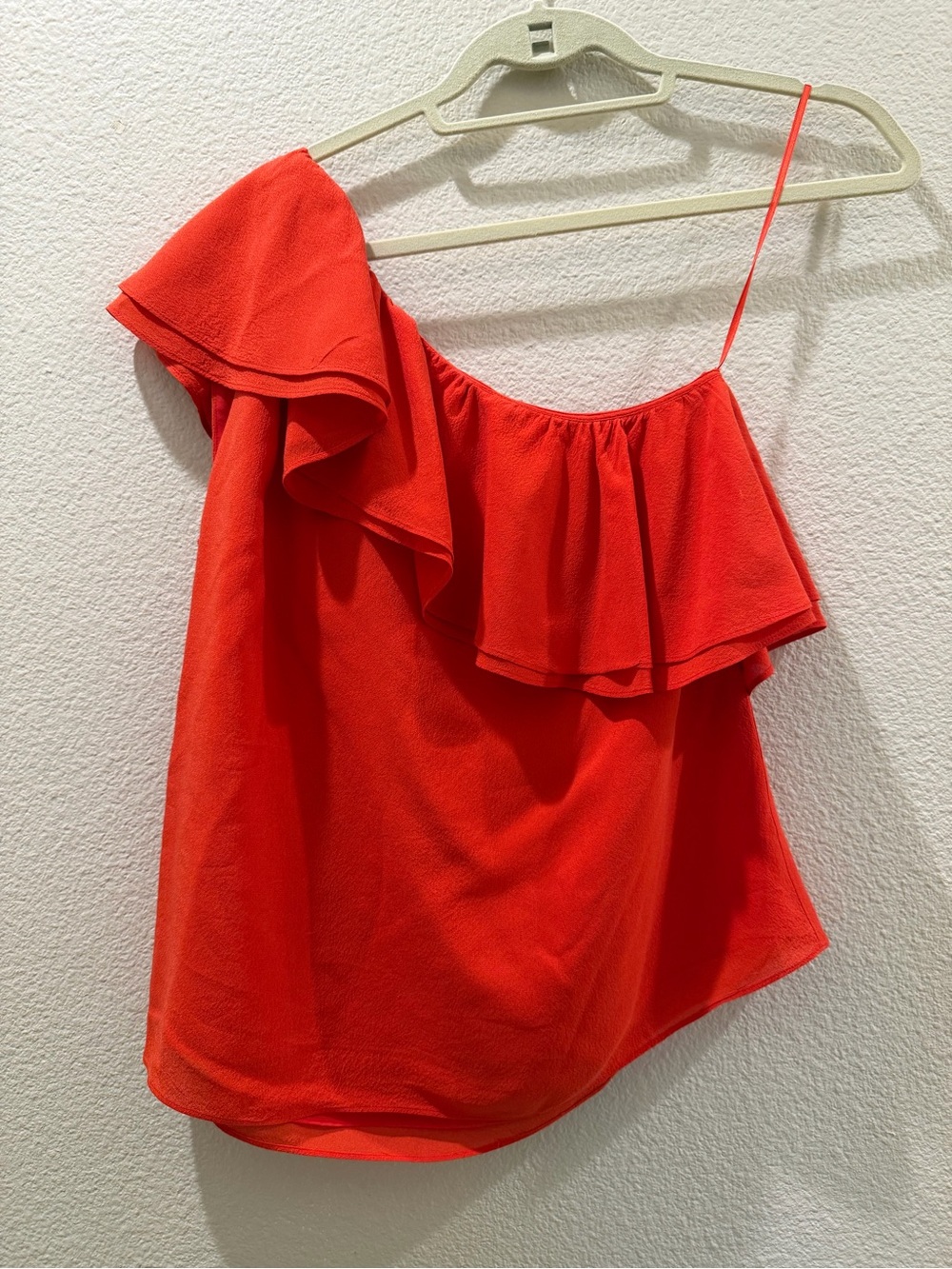 Rebecca Taylor Red One Shoulder Ruffle Blouse Size 4